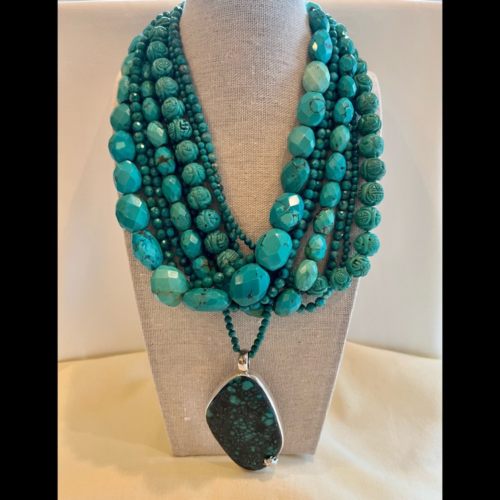 Stephen Dweck One-of-a-Kind, Personalized, Signed, Turquoise & Sterling Necklace - Picture 2 of 16